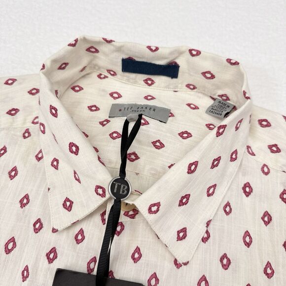 Ted Baker Shirt Men’s‎ Size 6 US 2XL Short Sleeve Button Up Geometric Print NEW - Picture 4 of 11
